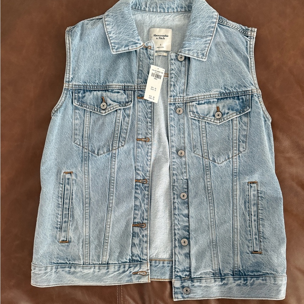 Abercrombie & Fitch Light Blue Denim Vest